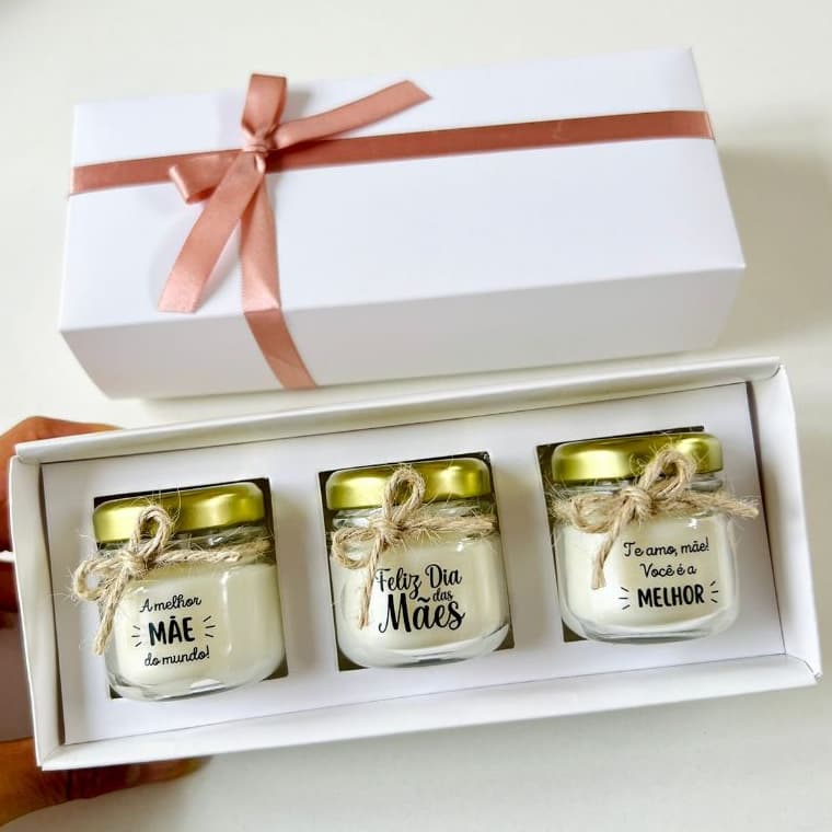 Kit 3 Mini Velas Aromáticas Lembrança Presente Dia das Mães