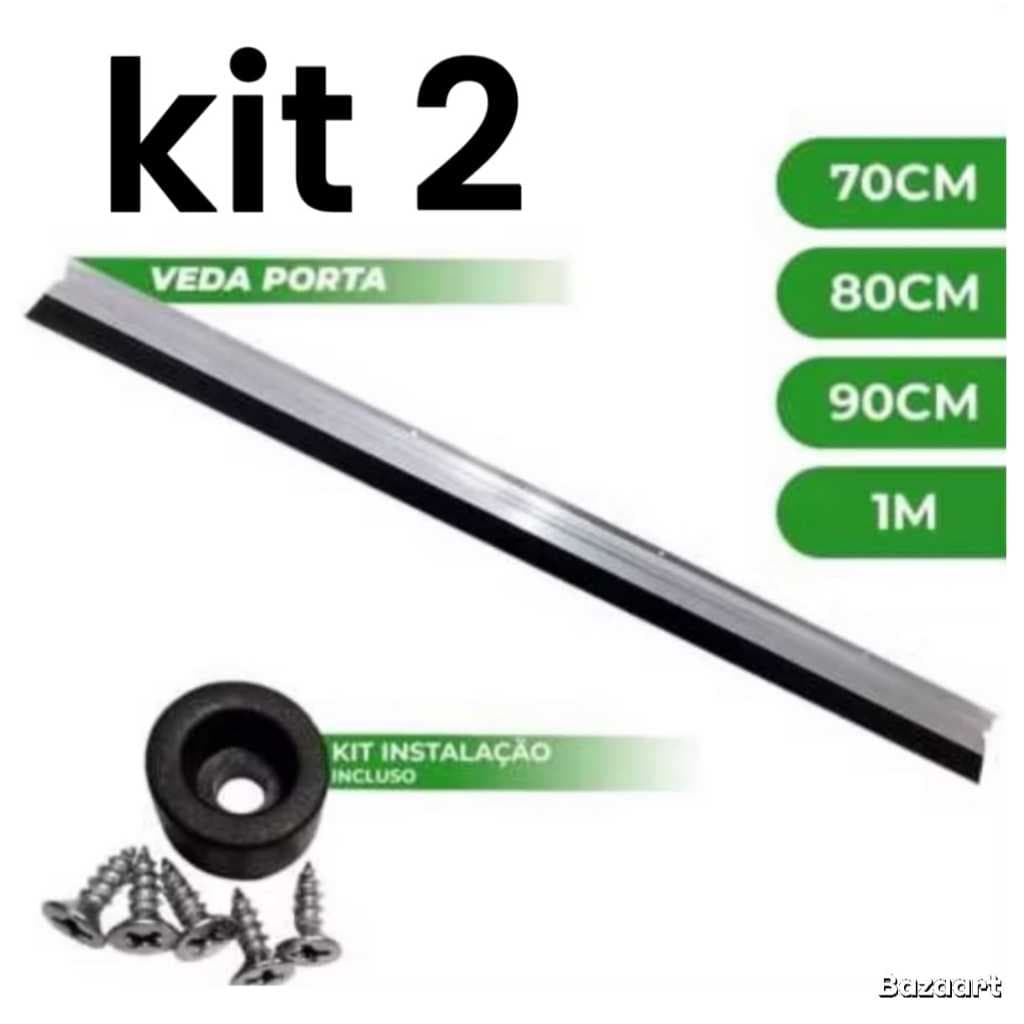 Kit 2 Veda Porta Rodo Vedante Protetor de Porta em Alumínio