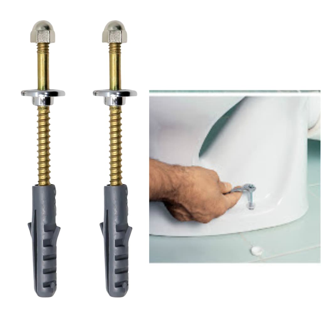 Parafuso Para Vaso Sanitário 10mm De 1/4x90mm Kit Completo Par com bucha N10