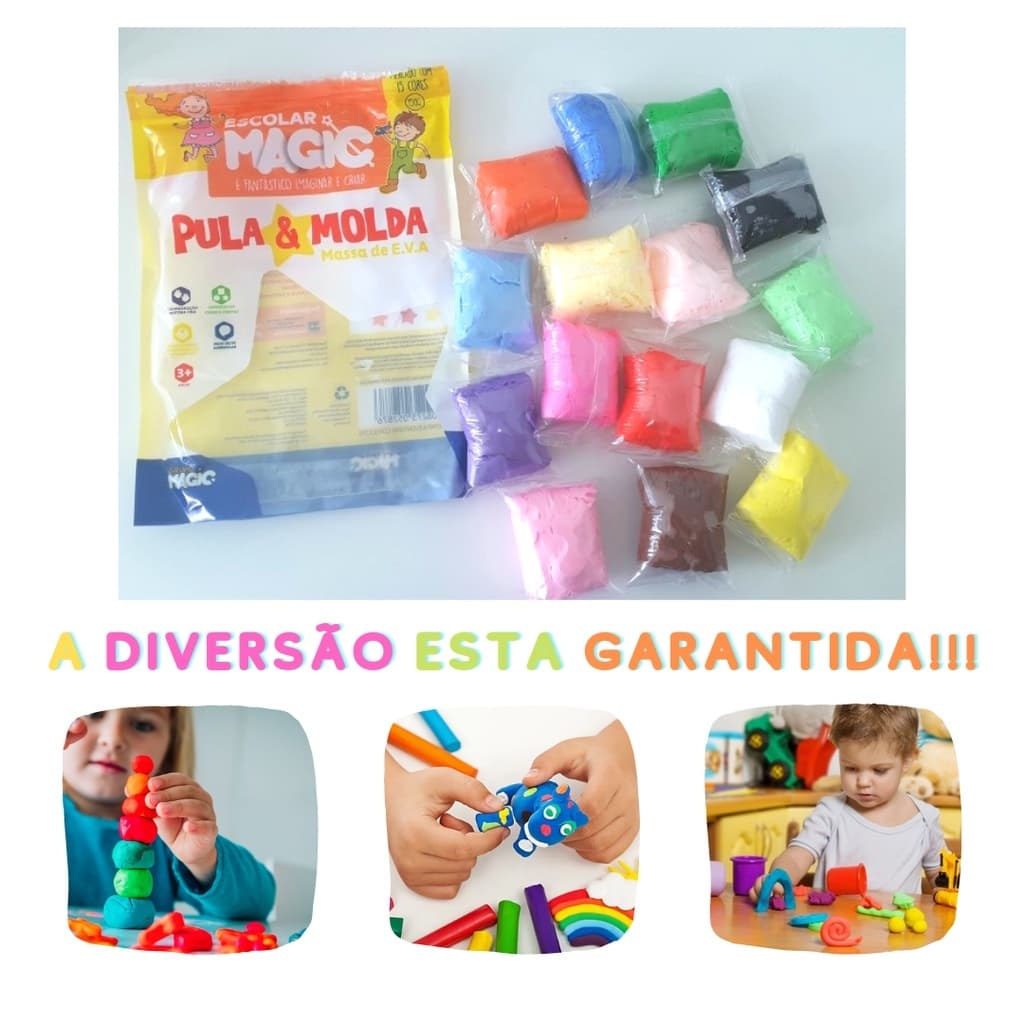 Massa Eva Massinha De Modelar 12 Cores Sortidas Massinha Escolar Artesanato Massinhas Pula Pula