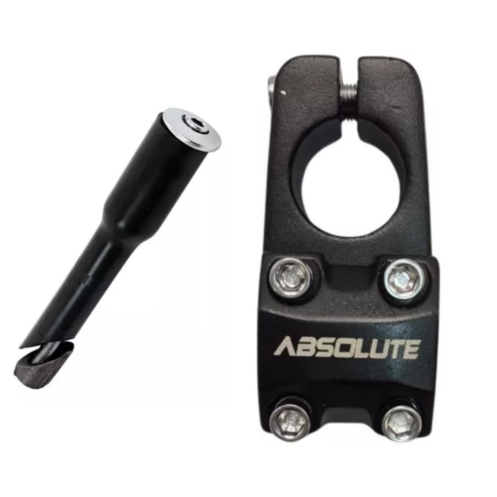 Mesa Suporte Bicicleta Bmx 22.2mm x 45mm Absolute de Alumínio P/Guidão de Moto + Adaptador Aço 21.1mm