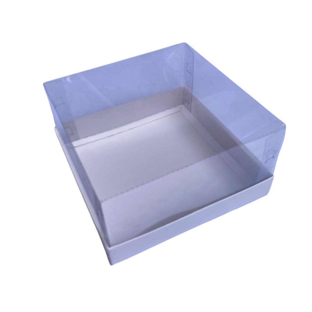 Caixa para Mini Bolo e Presente 13,5x13,5x9 Corpo PET Transparente Embalagem Confeitaria Padaria