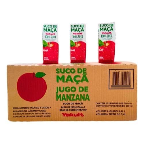 Suco De Maçã Yakult Sem Açúcar Caixa Com 27 Unidades