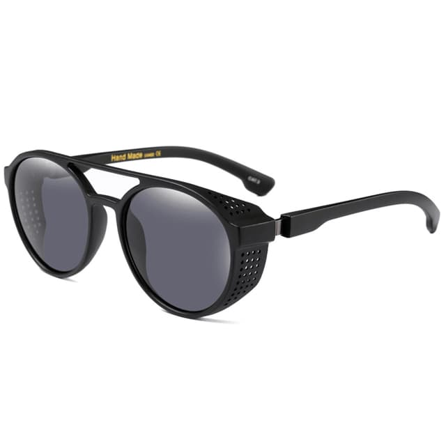 Óculos de Sol Masculino Redondo Alok Steambunk Preto UV400 Dobradiça Metal