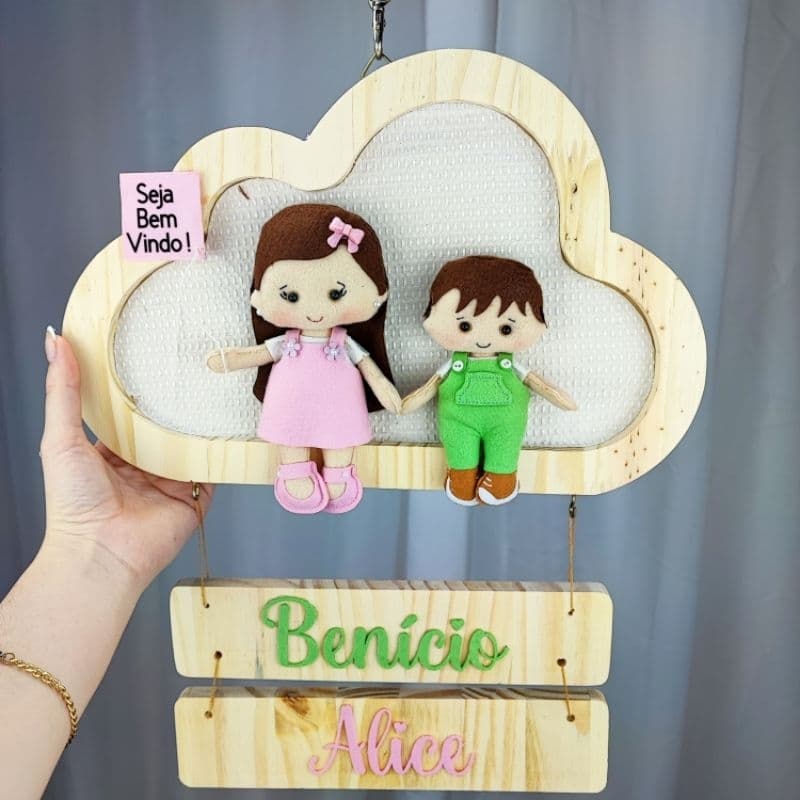 PORTA MATERNIDADE LUXO com 2 meninas/meninos