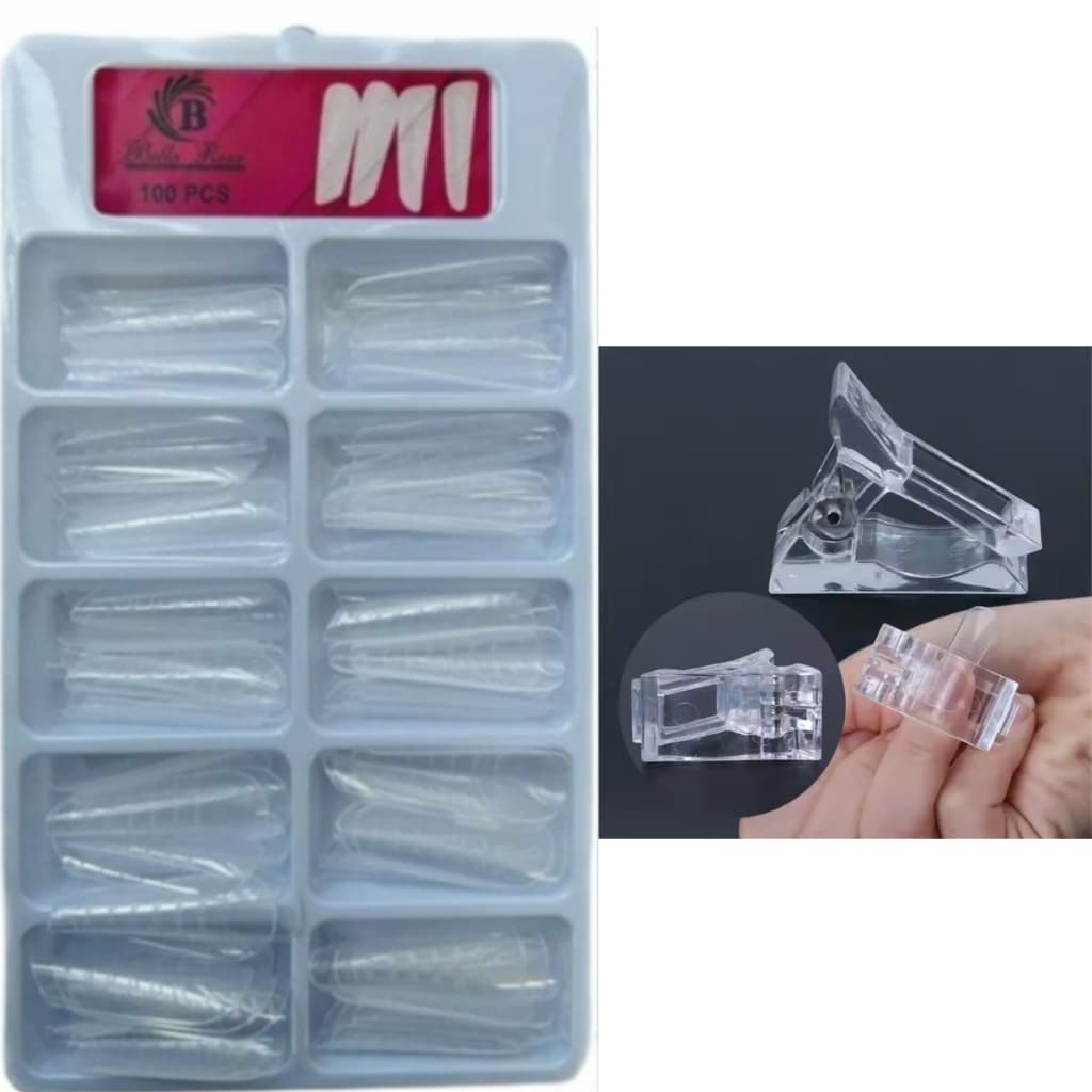 Kit Molde F1 Mandorla Profissional Bela Rosa + 2 Presilhas polygel poligel para alongamento de unhas nail desing