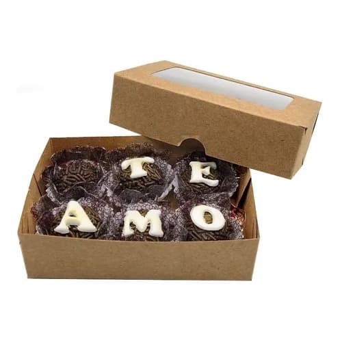 10 - 40 Caixas Embalagem 6 Doces Com Visor em Acetato BRANCA 11x7x3