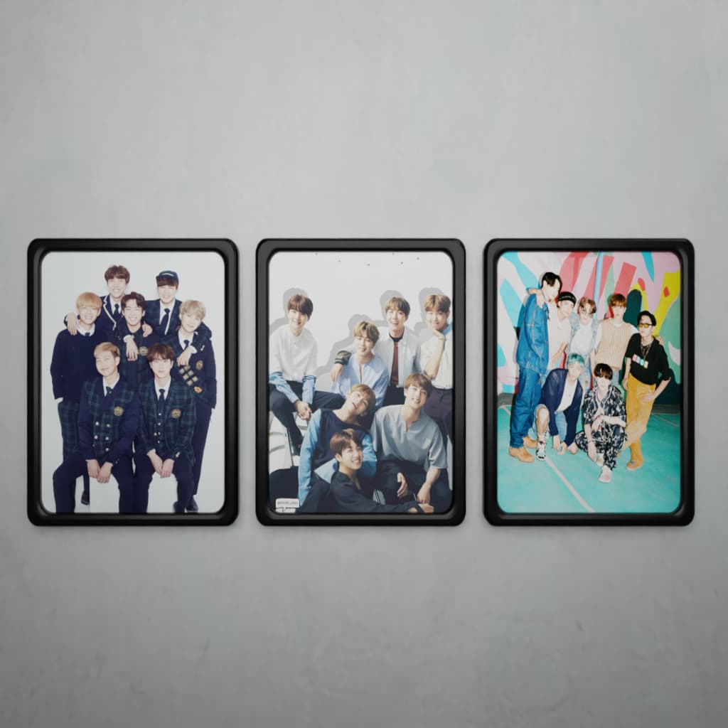 Kit 3 Quadros Decorativos KPOP BTS – Decoração de Parede Tamanho 30x20cm