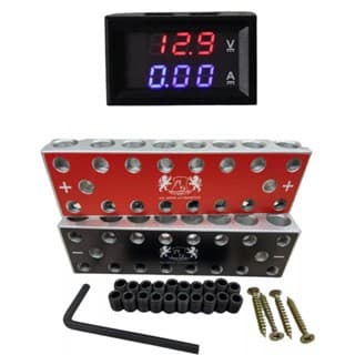 Barramento 8x8 Bloco Distribuidor + Voltímetro Digital 12v