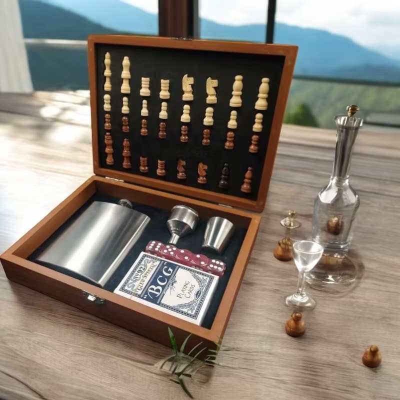 Kit Cantil 240ml, Copo e Funil + Jogo de Xadrez com Cartas