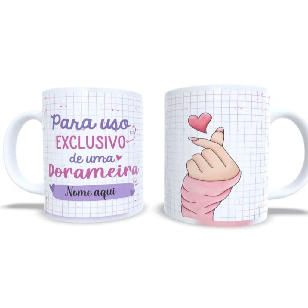 Kit 2 Canecas Porcelana Dorama - Com Seu Nome Personalizado