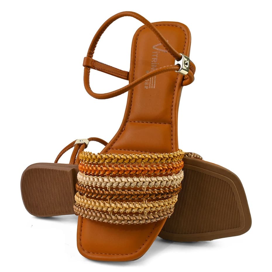 sandália feminina rasteirinha Trança Colorida Vitrine shoes
