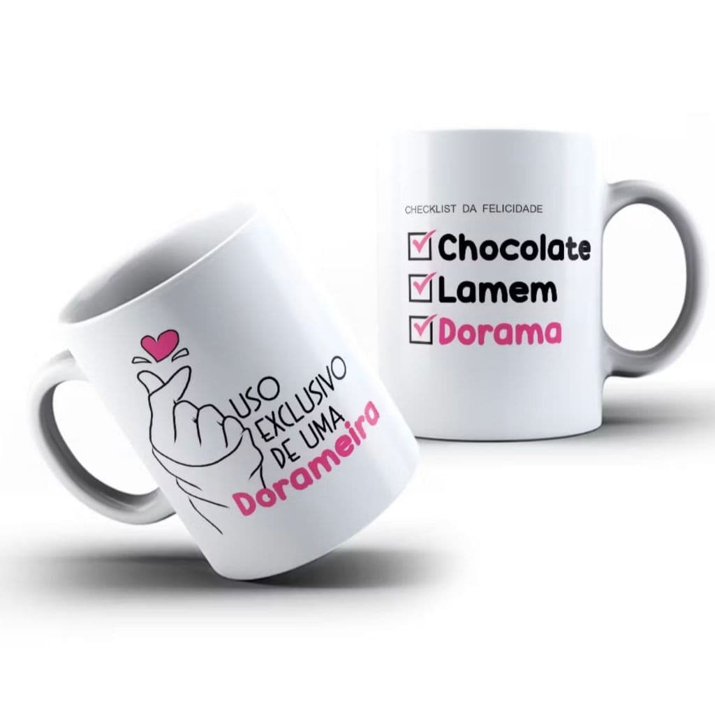 Kit 4 Canecas Porcelana Dorama - Com Seu Nome Personalizado