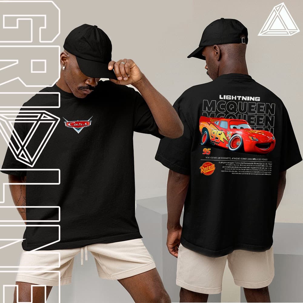 Camiseta Relâmpago McQueen Carros Arte Exclusiva Desenho Animado Estilosa Moda Unissex