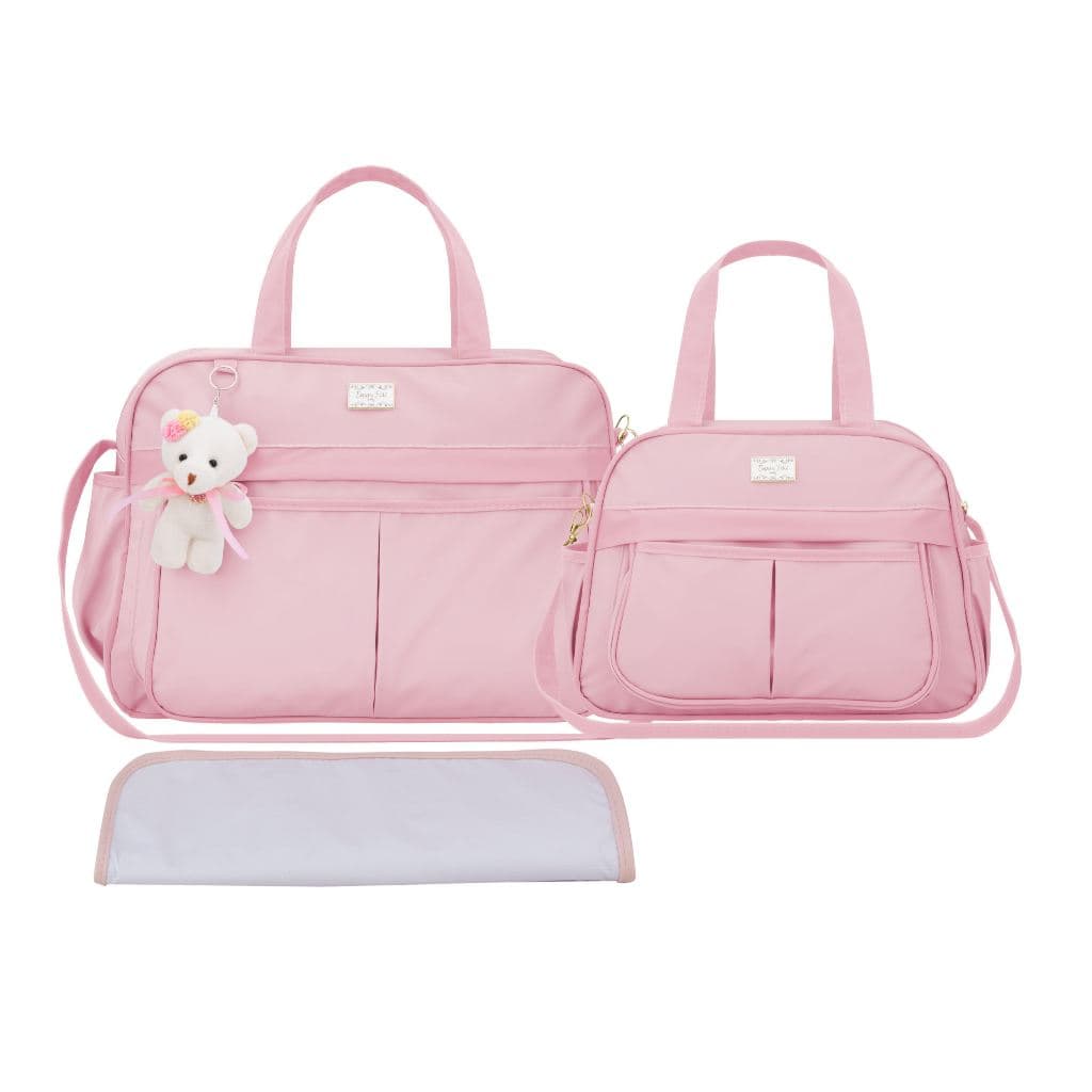 Kit Bolsa Maternidade Bebê Rosa Menina Luxo Impermeável 3 peças
