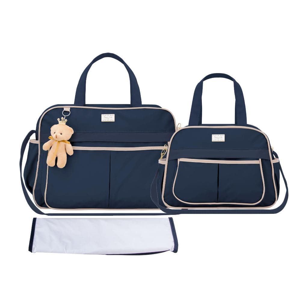 Kit Bolsa Maternidade Bebê Azul Marinho Luxo Impermeável 3 peças