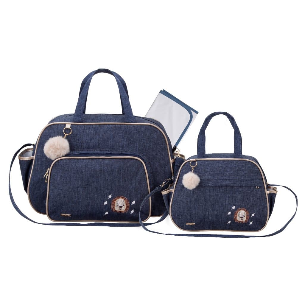 Kit Bolsa Maternidade Bebê Azul Marinho Impermeável 3 peças Bolsa Térmica e Trocador