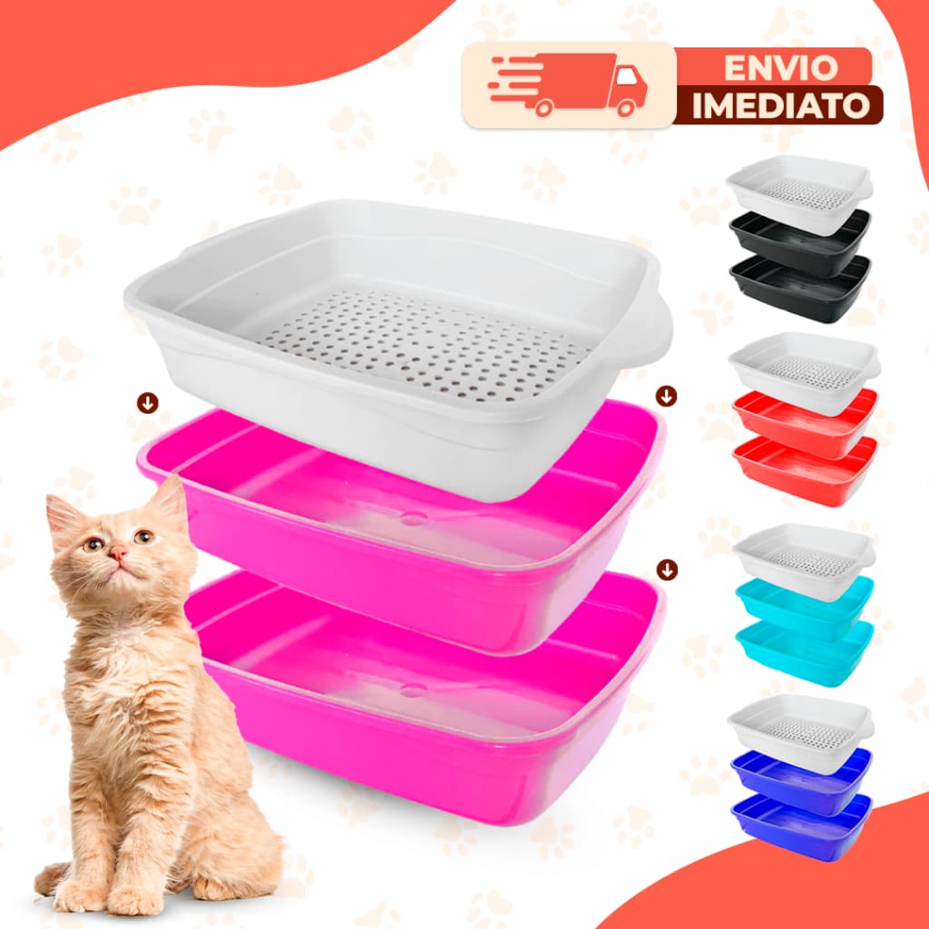 Caixa de Areia Gato Com Peneira 2 Bandejas Banheiro Para Gato