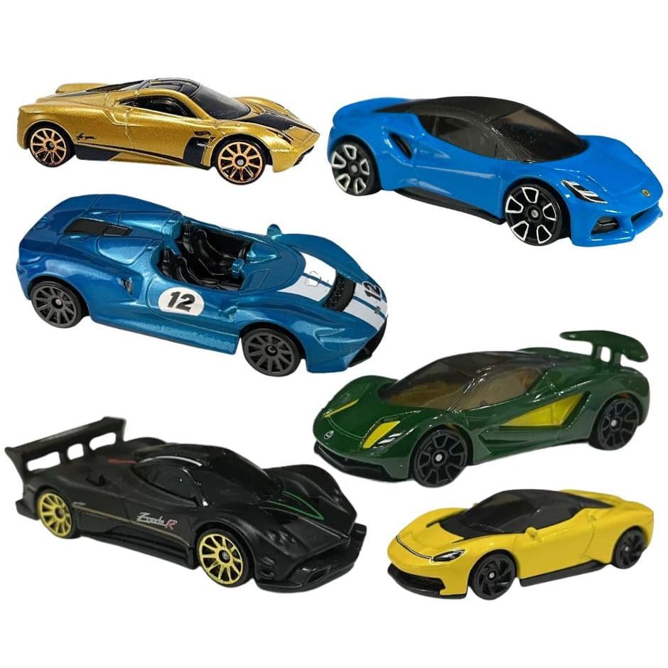 Hot Wheels Carrinhos - Coleção HW Exotics - PAGANI, LOTUS, McLAREN F1, LAMBORGHINI MIURA SV