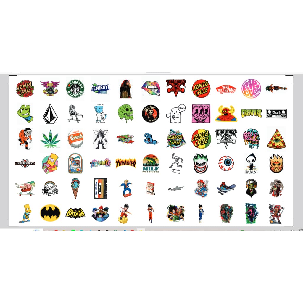 Kit com 50 Adesivos Stickers de Vinil Impermeável Retrô Skate Snowboard Grafite Notebook