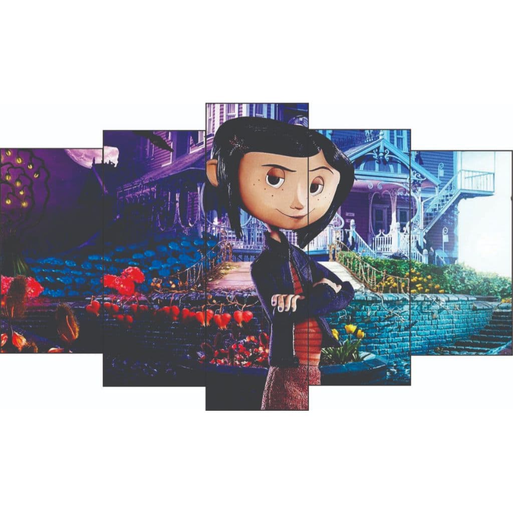 CORALINE - Placa Quadro decorativo mosaico MDF  80 cm x 45 cm Kit com 5 partes - Infantil