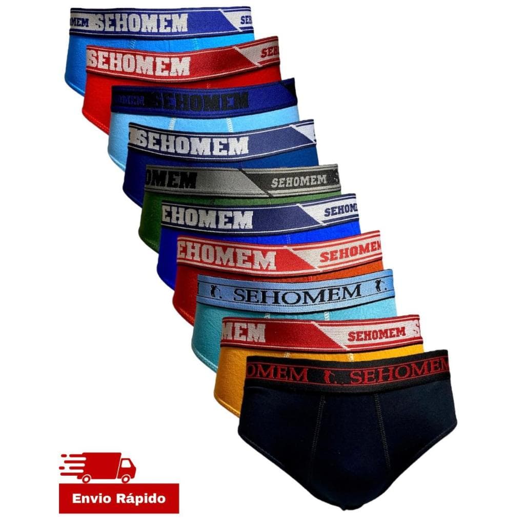 Kit 10 e 5 Cuecas Slip de ALGODÃO Masculina Cueca Slip Adulta