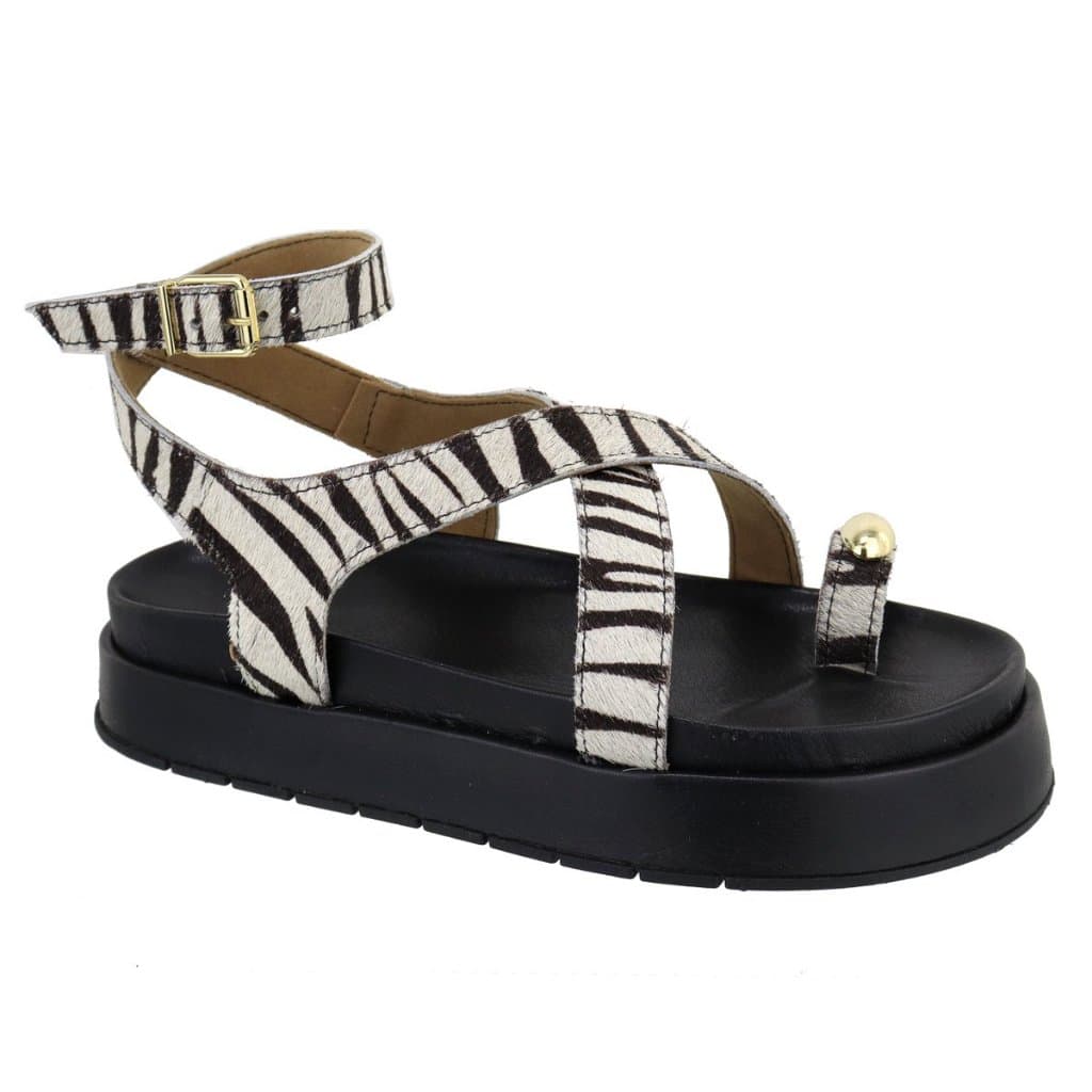 Sandália Papete Flatform Animal Print Zebra Guvem Lançamento