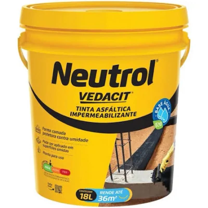 Neutrol Tinta Asfáltica Impermeabilizante Base de Agua Vedacit 18L