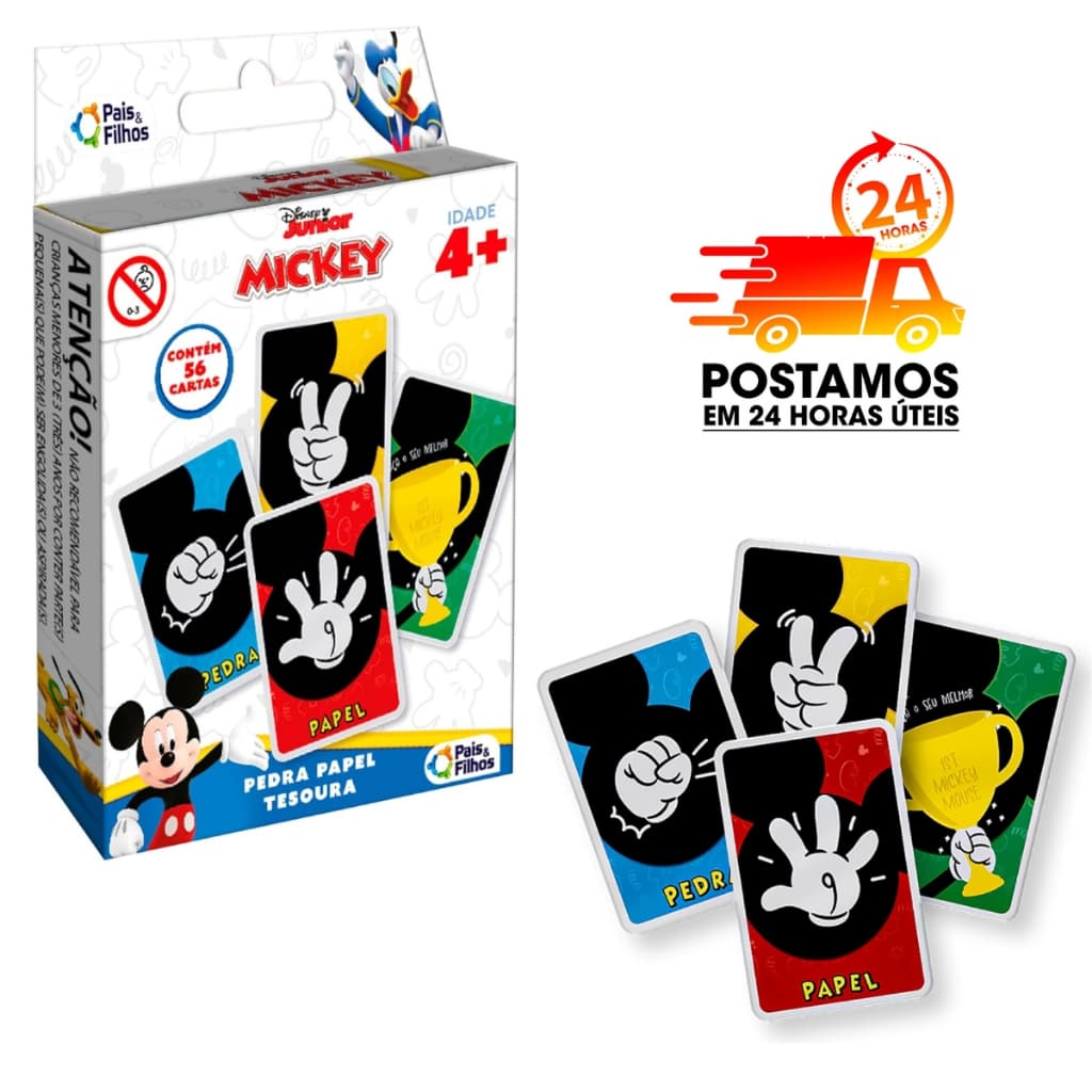 Jogo Pedra, Papel E Tesoura 56 Cartas - Mickey Mouse Original Baralho Cartas
