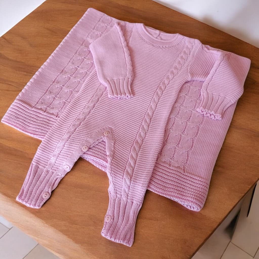 SAIDA MATERNIDADE 2 PÇS TRICOT - ROSA