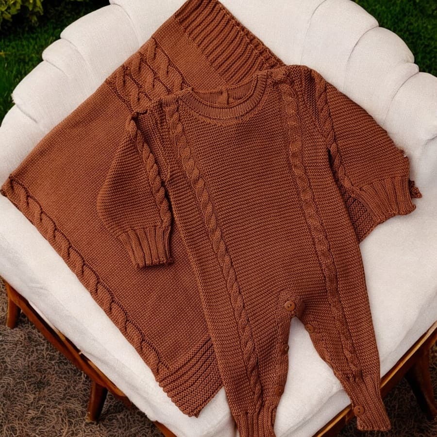 SAIDA MATERNIDADE 2 PÇS TRICOT - COBRE