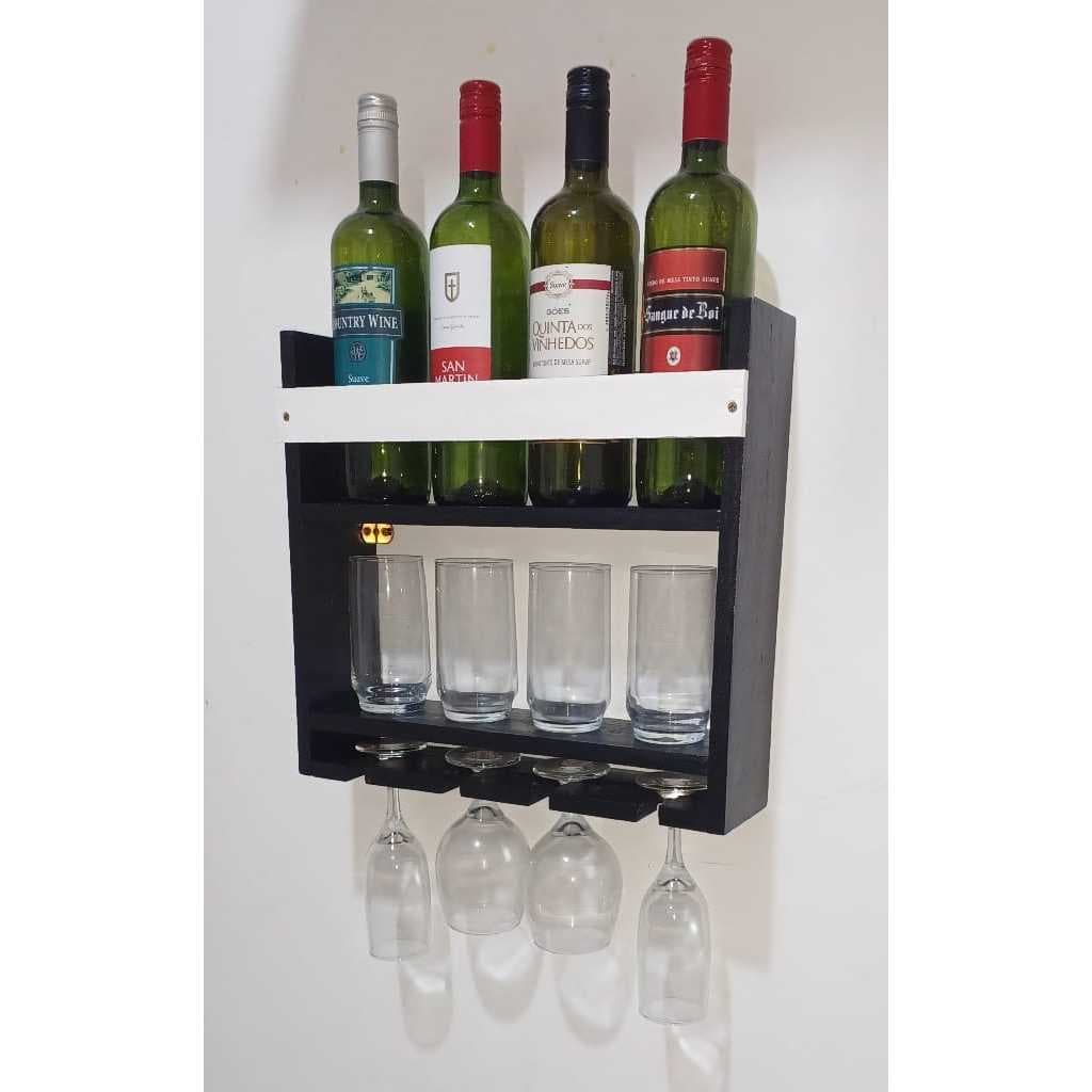 Bar Adega Barzinho De Parede Madeira pinus Com Porta Garrafas De Bebidas E Porta Taça premium