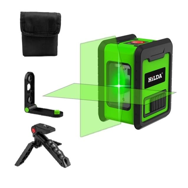 Nível Laser Hilda 2 Linhas Verde Autonivelante Com Suporte E Mini Tripé