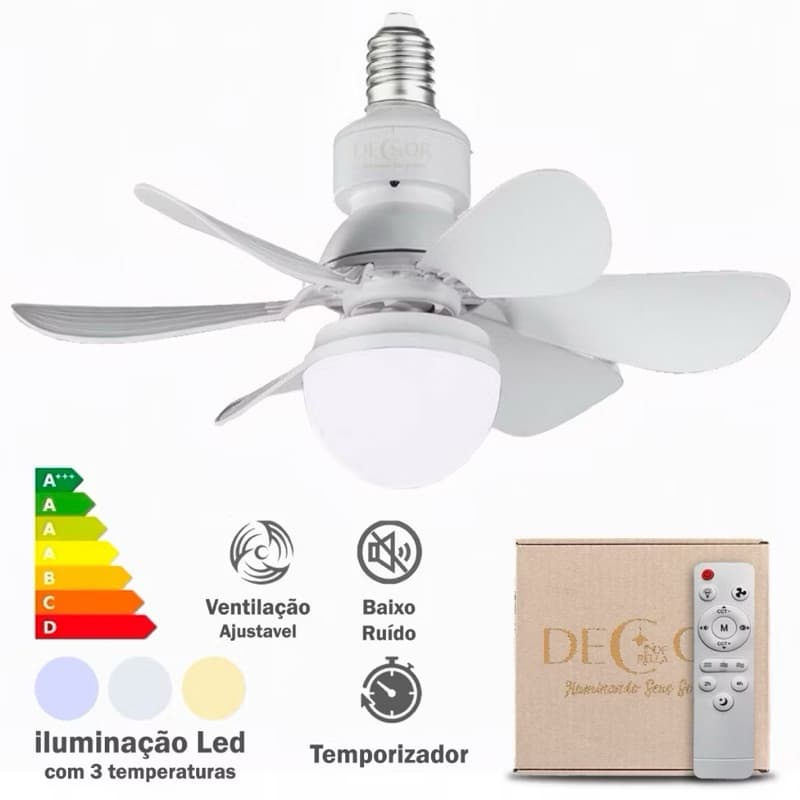 Ventilador De Teto Silencioso De 3 Modos con Lâmpada Branco