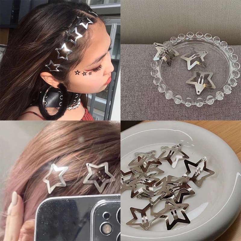 KIT 5/10/20/30 PCS Acessórios de Cabelo Feminino Clip Estrela Silver Coreano INS Estilo Ponytail Holder - DOURADO/PRATA