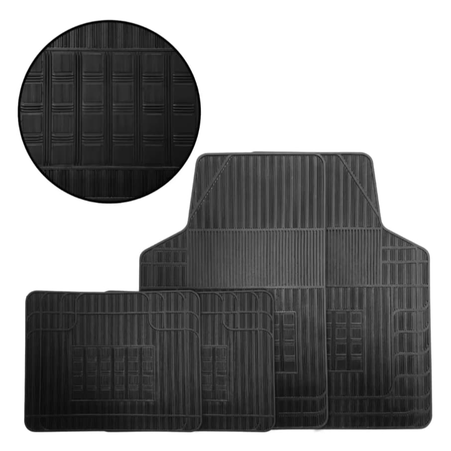 Tapete Carro 4 Peças Preto Borracha Reforçada Proteção Total