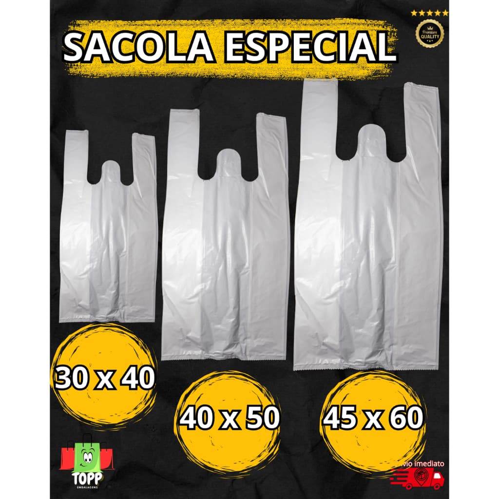 Sacola Plástica Reforçada - Tamanhos 30x40, 40x50 e 45x60 | Ideal para Lojas e Delivery