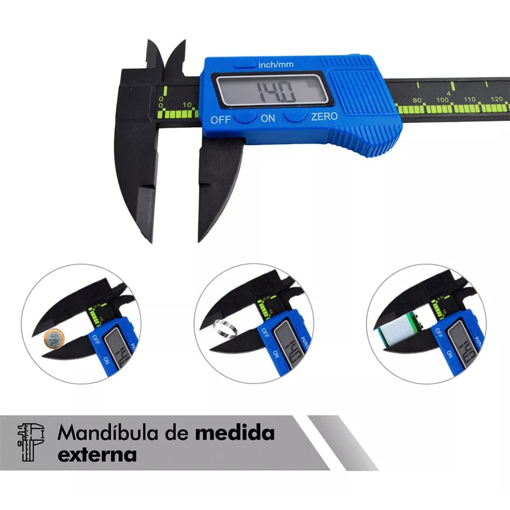 Paquimetro Digital 150mm Fibra De Carbono Com Bateria