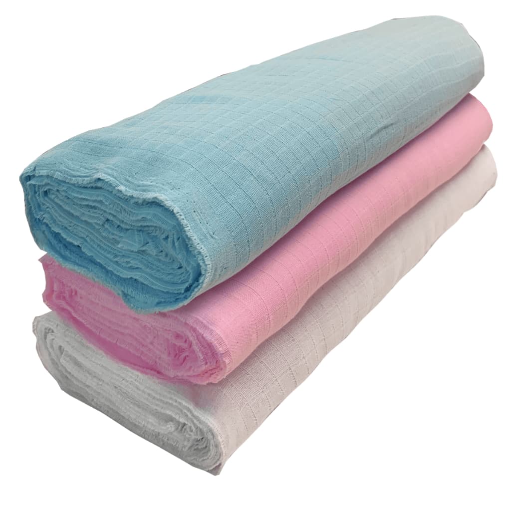 Rolo de 10 Metros de Tecido Fralda Quadriculada Dupla Voigtex - 160g/m² 100% Algodão para Bebês e Artesanato