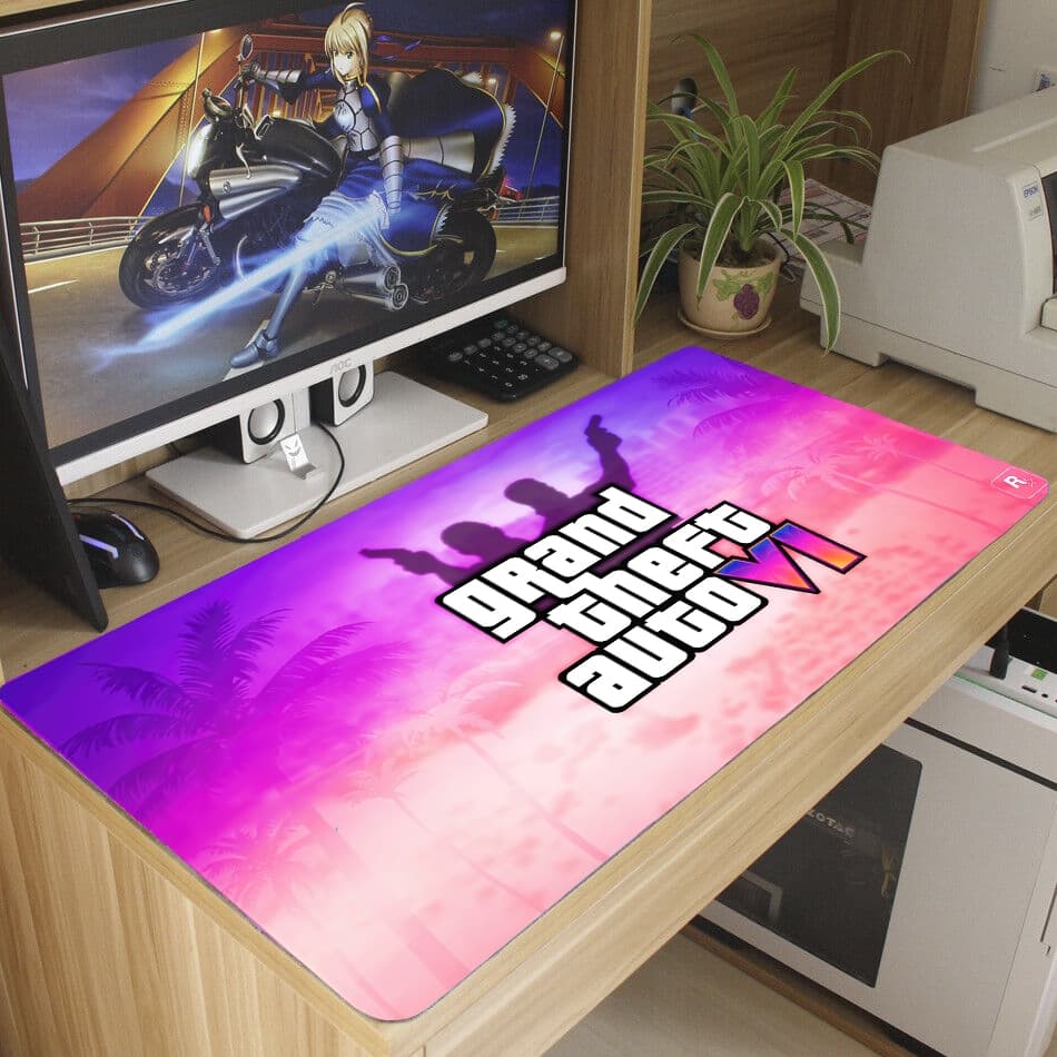 Mouse Pad Gamer Antiderrapante Grande 70x35 80x35 90x40 90x55 cm Jogos Anime Varias Estampas Borda Costurada M524 /M547