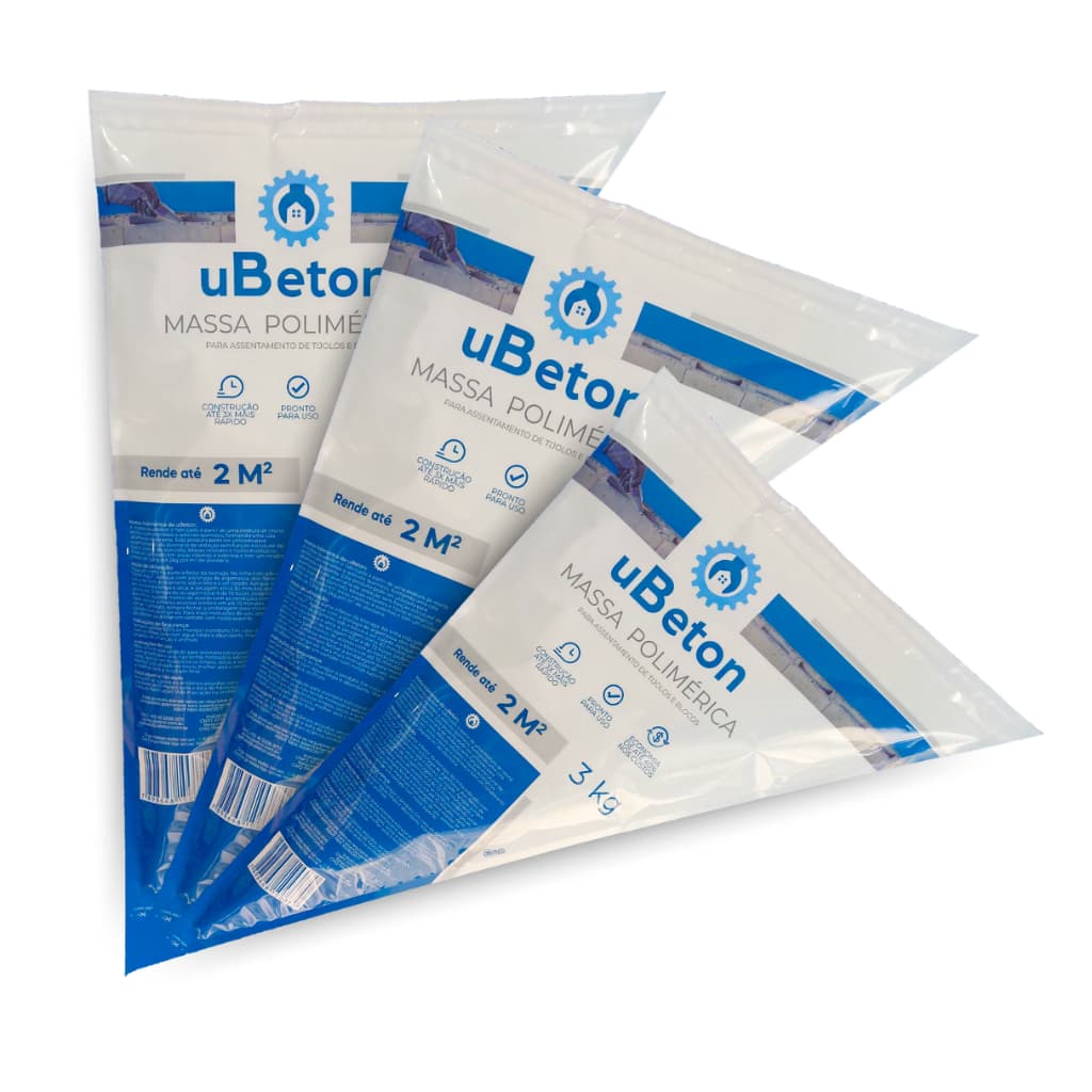Kit 3 Bisnagas 3kg – Massa Polimérica uBeton Cola Tijolo e Bloco com Alto Rendimento