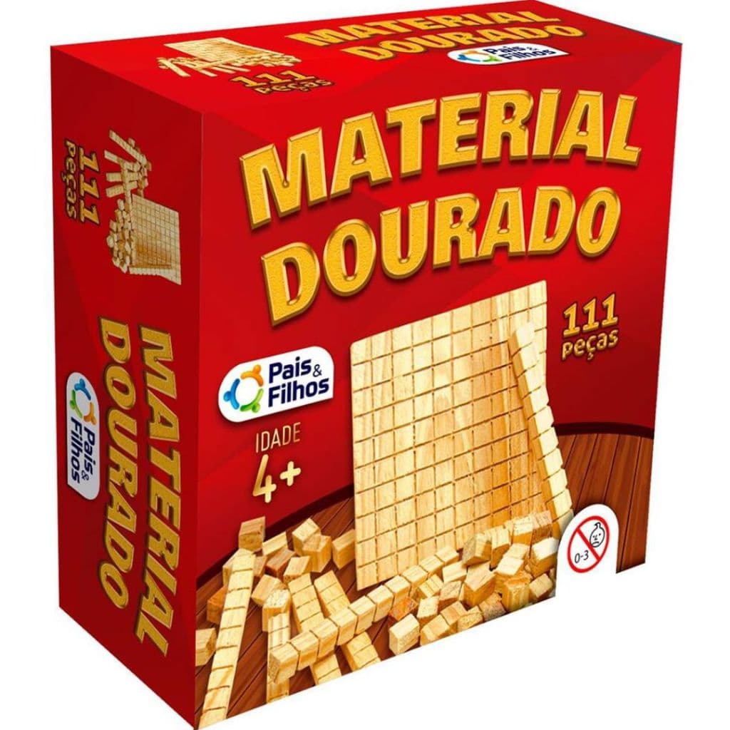 Jogo Pedagógico Educativo Material Dourado em Madeira - 111 peças