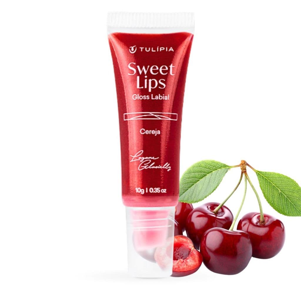 Gloss Labial Cereja Volume nos Lábios C/ Ácido Hialuronico - Sweet LipsTulipia