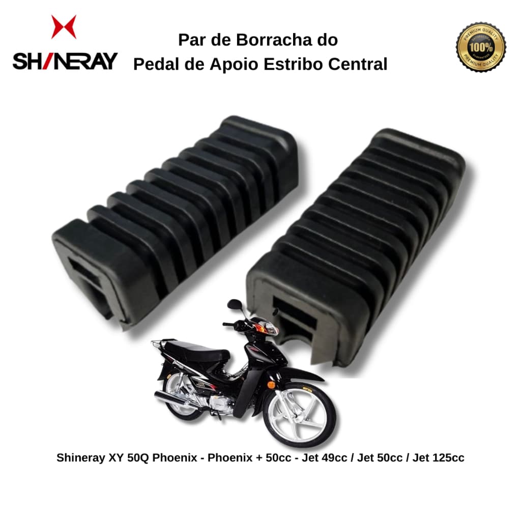Par Borracha Pedal Estribo Central Shineray Xy 50-q Phoenix Gold Jet 50 Jet 125 Jet X Jet SS