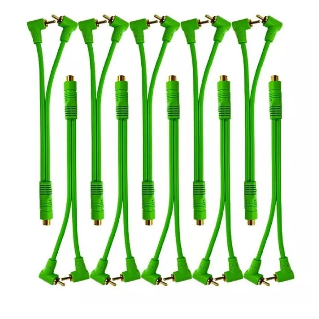 Kit 10 Cabo Y Plug L Technoise 2m/1f 23cm 100 Pró Verde 5mm Emborrachado