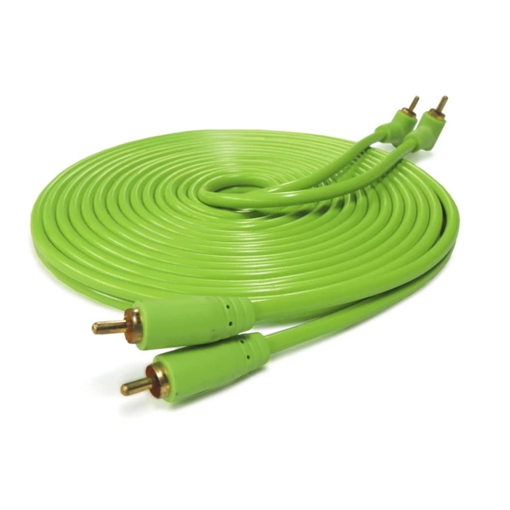2 Cabo Rca 5 Metros Som Automotivo Ponta L Technoise 100 Pró Verde 5mm