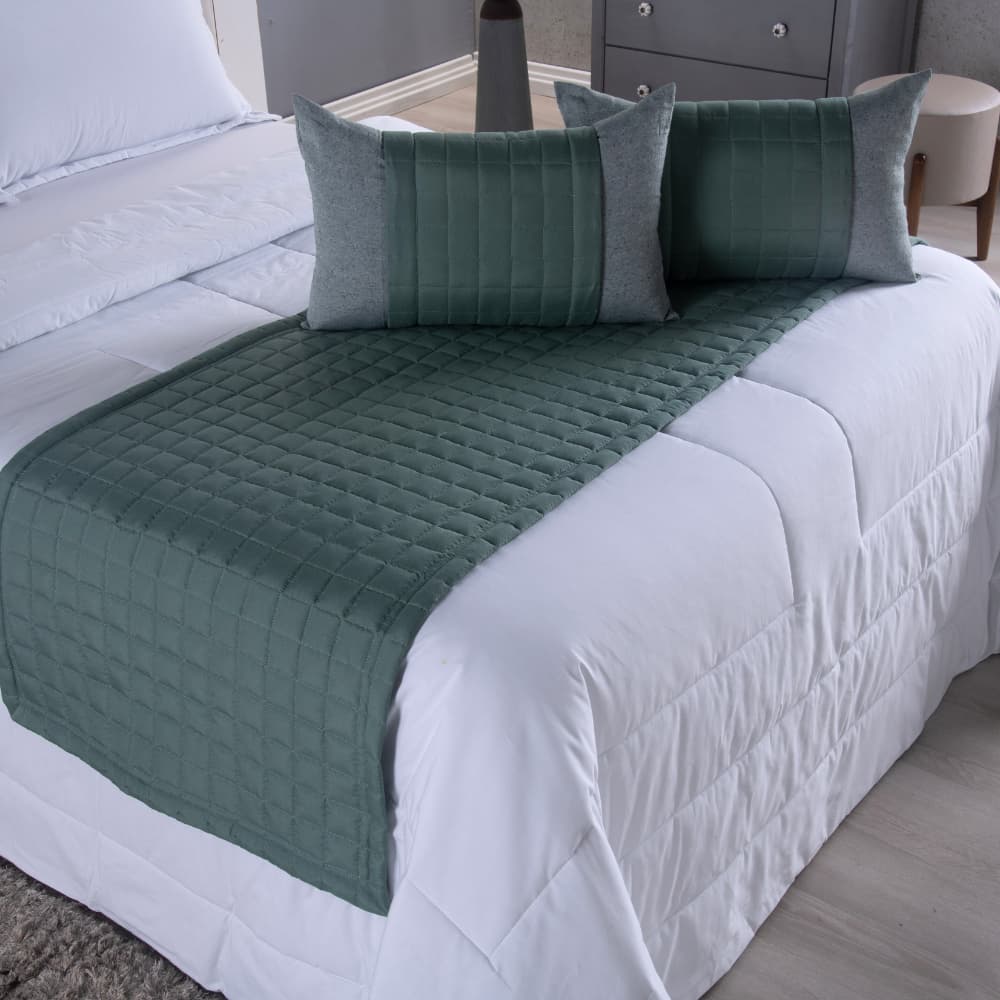 Kit Peseira Cama Casal King Size com Almofadas Cheias 5 Peças 100% Poliéster Percal 300 Fios