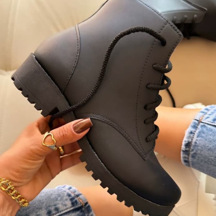 Bota Botinha Coturno Casual Feminina Cano Curto Baixo Médio Confortável Macia