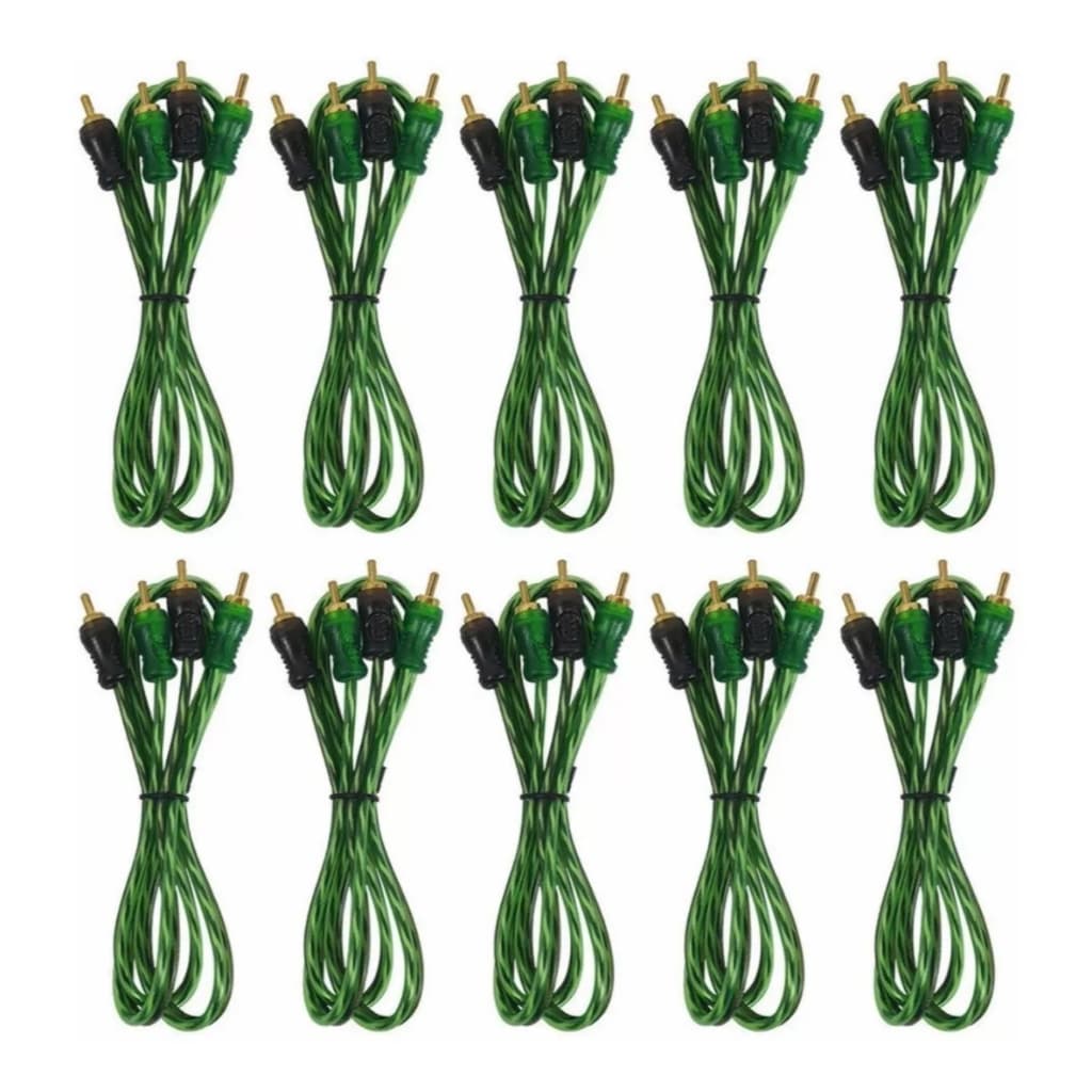 10 Cabo Rca 1 Metro 200 Pro Technoise Injetado Verde 4mm Automotivo