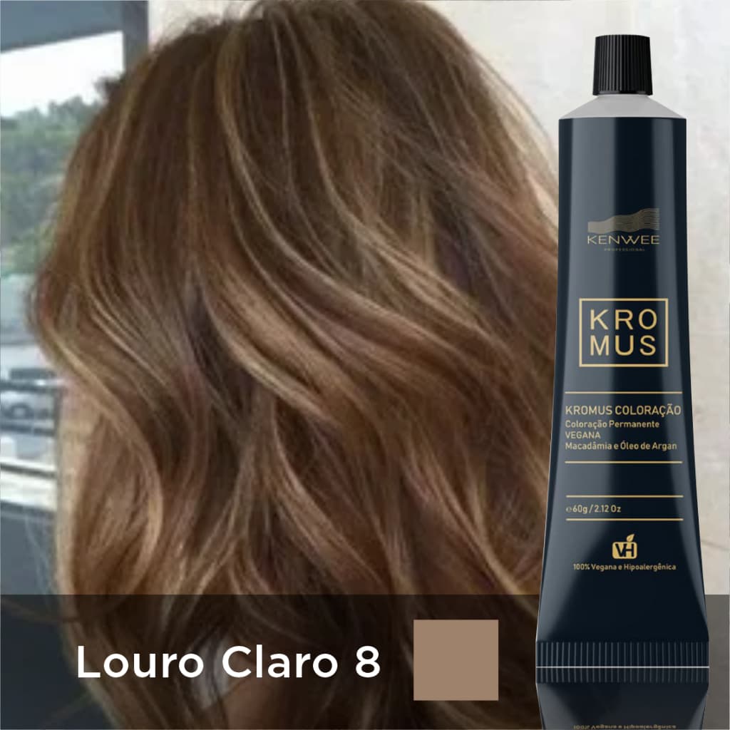 Coloração Permanente 100% Vegana e Hipoalergênica Louro Claro  Kromus Kenwee 60g